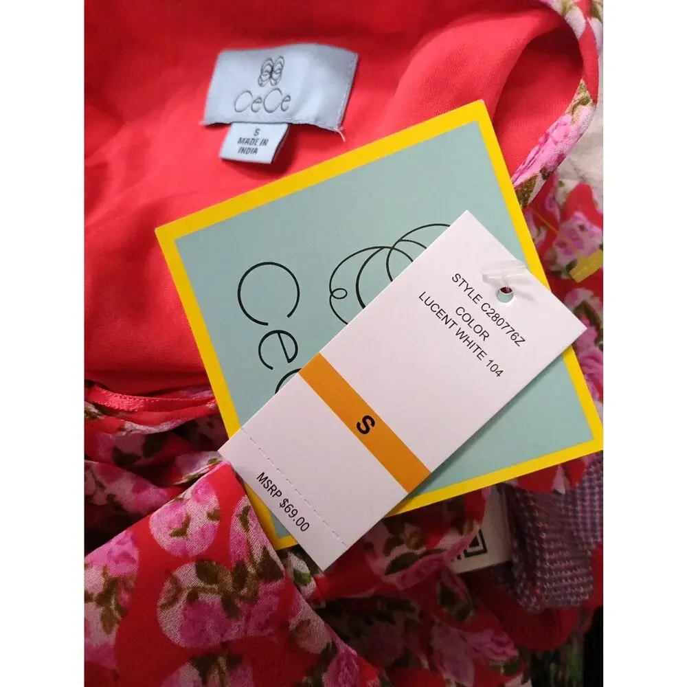 Cece Blouse Size S 69$ Tag Heart Pattern - Picture 2 of 7